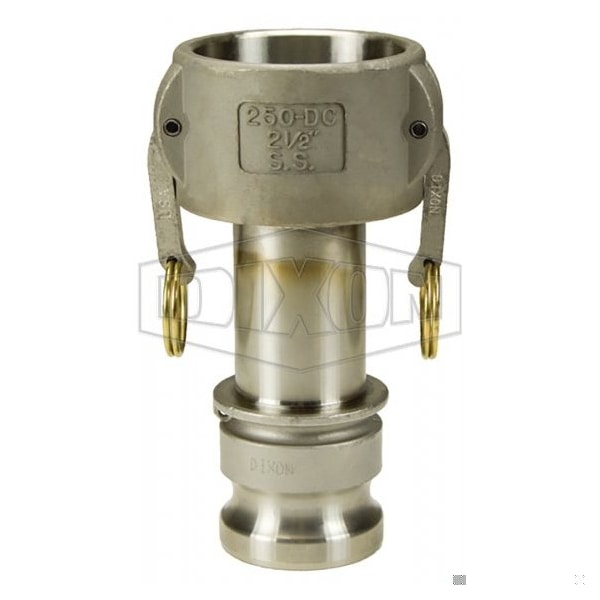 Type DA Cam and Groove Reducing Coupler, 1 x 1-1/2 in Nominal, Coupler x Adapter End Style, 316 SS